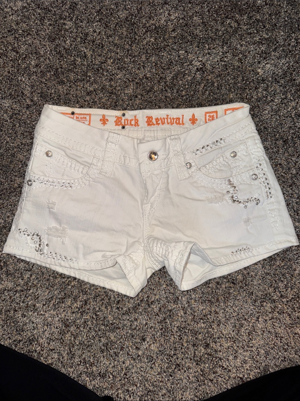 Rock Revival Aida White Rhinestone Embellished Women's Denim Shorts